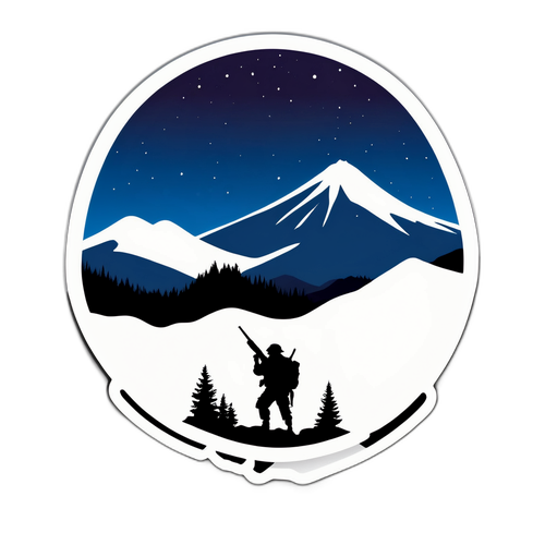 Силуэт ГУР с горным пейзажем Украины