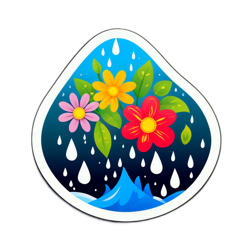 Vattendroppe med blommor och växtlighet