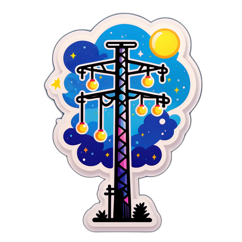 מדבקה משחקית של עמוד חשמל עם אורות