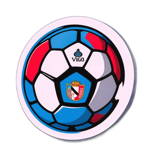 Sticker van een Voetbal met de logo's van Celta Vigo en Nice