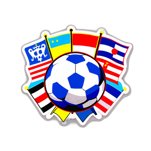 Autocolant Fotbal cu Minge și Steaguri
