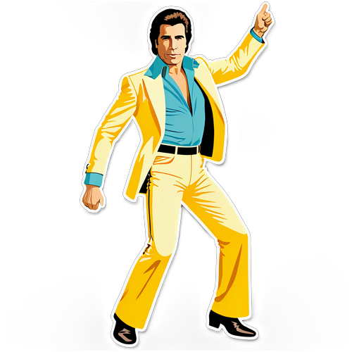 Bold klistremerke av John Travolta fra Saturday Night Fever