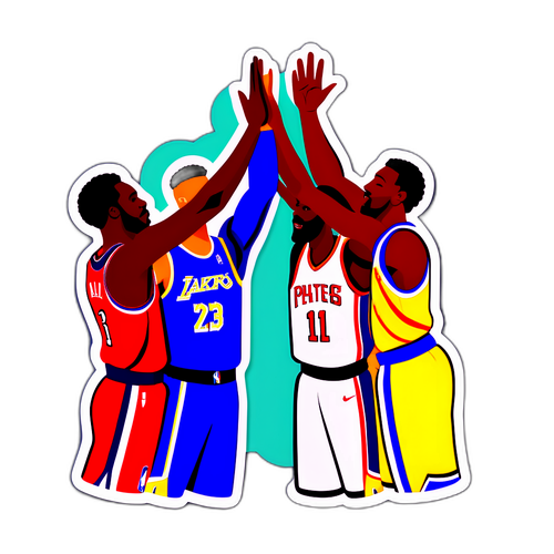 NBA 경기 중 하이파이브 선수 일러스트