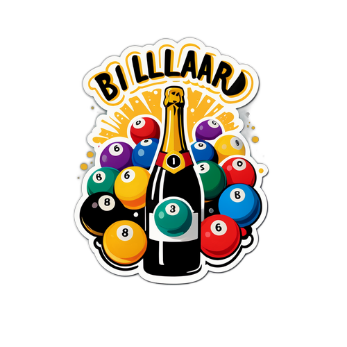 Feiernde Billardkugeln mit Champagner