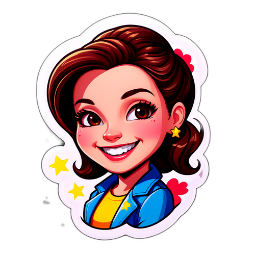 Stiker Kartun Wanita Ceria