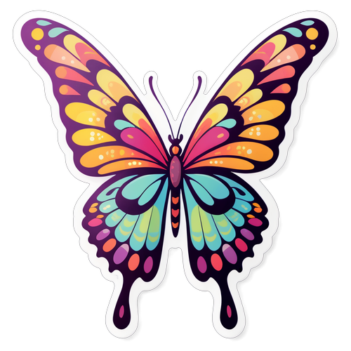 Colorful Intricate Butterfly Sticker