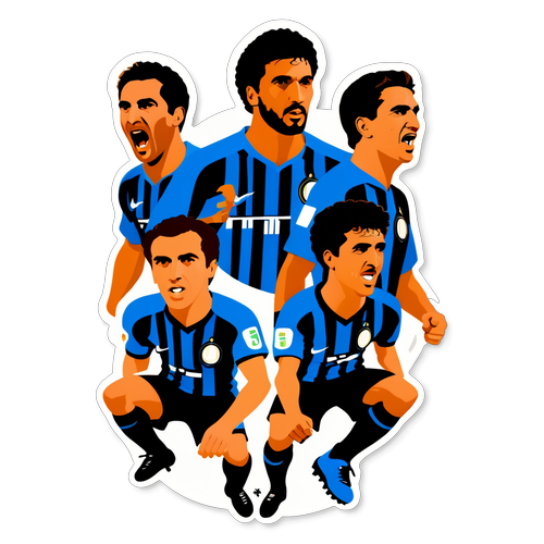 Sticker de la Supercopa de Italia con jugadores icónicos de Inter y Milan