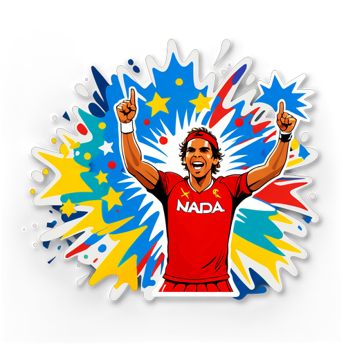 Sticker illustrant Nadal célébrant une victoire