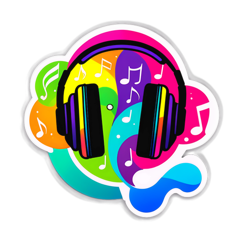 Vibrant Naklejka Spotify z Nutami i Słuchawkami