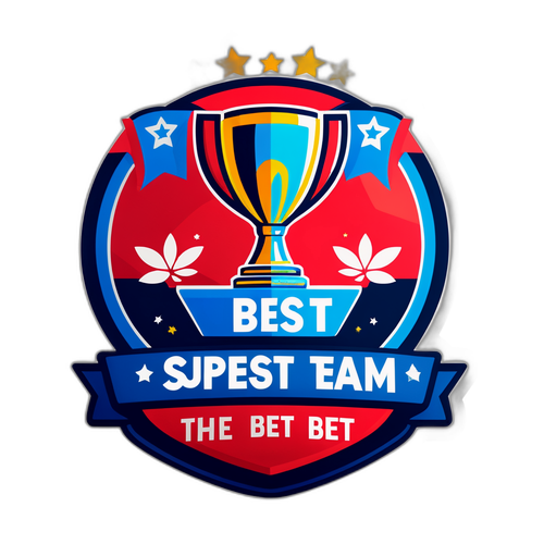 A medalie cu un trofeu și textul "Cea mai bună echipă" legat de Superbet