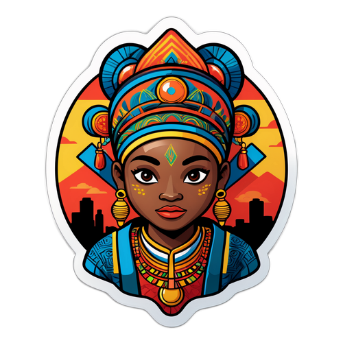 融合中国与非洲文化的艺术贴纸
