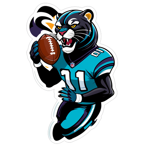 Dramatic Panther Football Sticker
