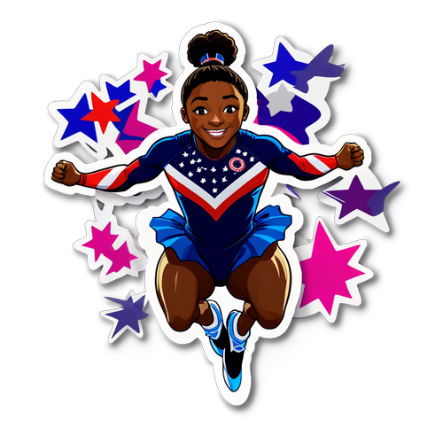 Simone Biles in Action: Der Ultimative Sticker, der den Olympischen Geist Entfesselt!