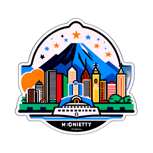 Desain Siluet Kota Monterrey dengan Elemen Sepak Bola