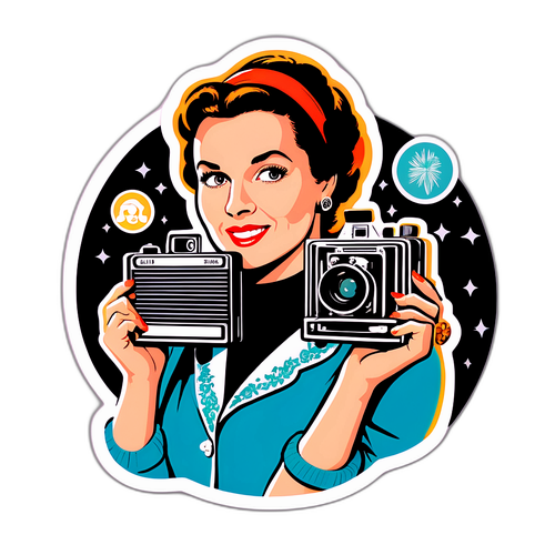Adesivo di Nancy Brilli con Camera Vintage