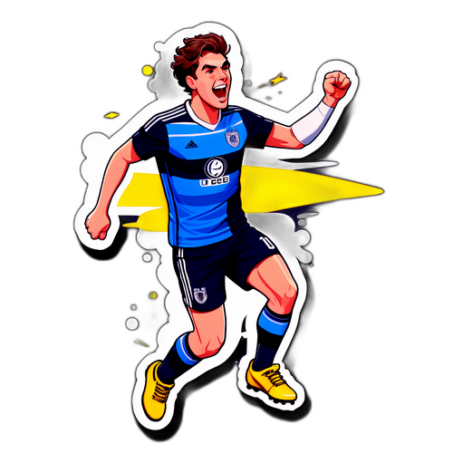 Högenergi klistermärke av Jack Hughes som firar ett mål