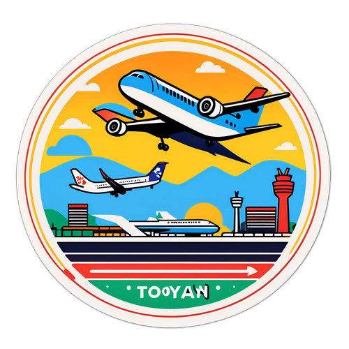 桃園機場繁忙場景貼紙