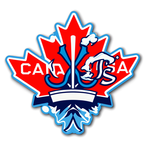 Design vintage du logo de hockey sur glace avec 'Canada vs USA'