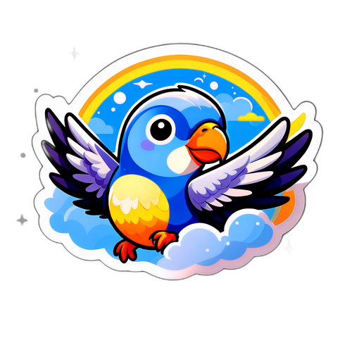 元気に飛ぶかわいい鳥のイラスト