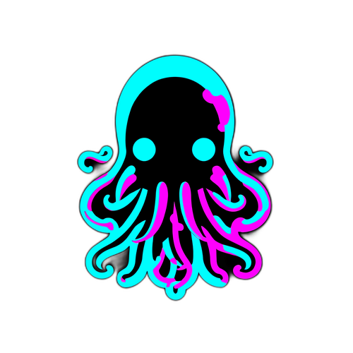 Mysterieuze Neon Octopus Sticker