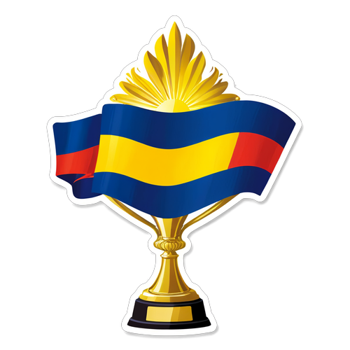 Trofeo con la bandera de Colombia y la frase 'Orgullo Nacional'