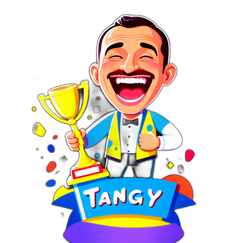 Sticker van Tanguy Pastureau die lacht met een comedy trofee