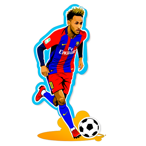 Sporty klistremerke av Neymar med fotball