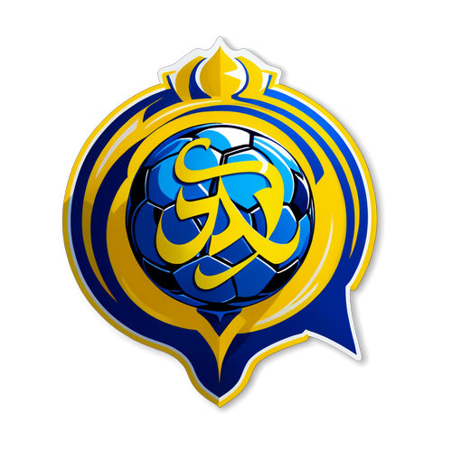 Design de um adesivo vibrante com o logo do Al-Nassr e elementos de futebol