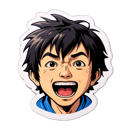 ユーモラスな表情のハシモトジュンのステッカー