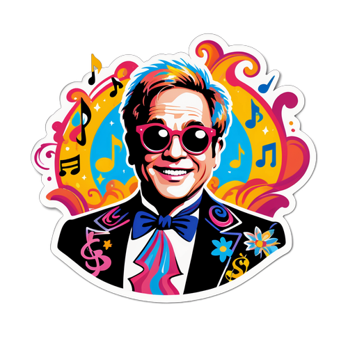 Farverig klistermærke af Elton John