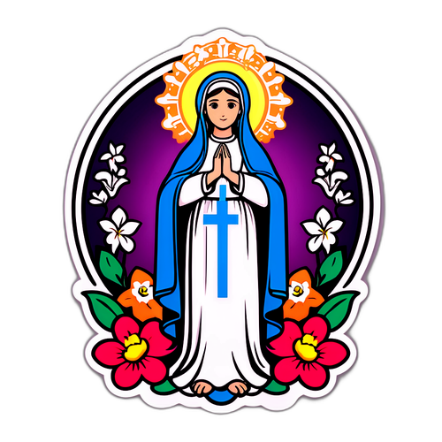 Skøn religiøs klistermærke med Lourdes