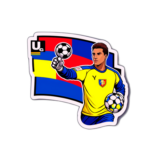 Portar de fotbal cu culorile naționale ale României