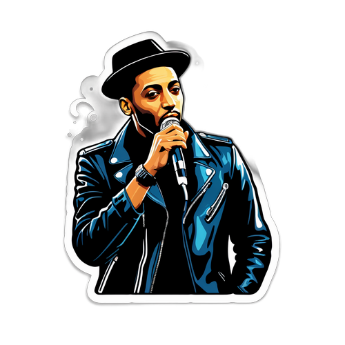 Autocollant de Slimane avec un microphone