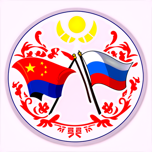 中俄合作标志贴纸