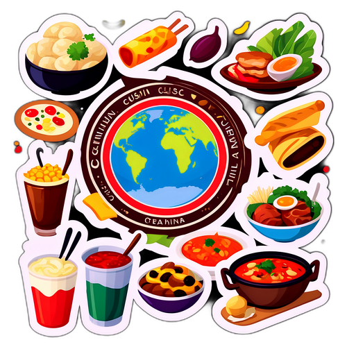 世界美食貼紙設計