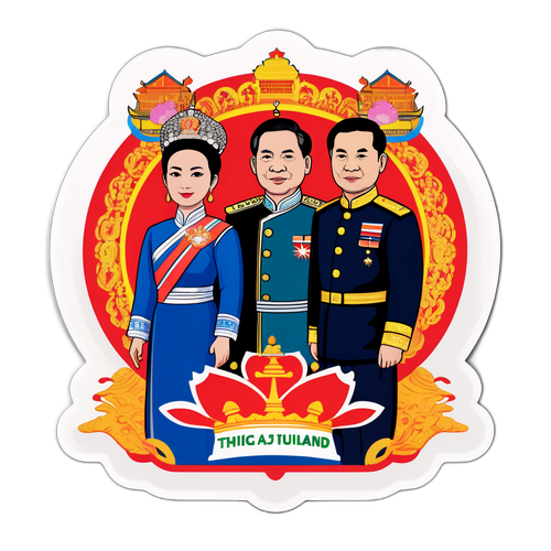 中泰国事访问纪念贴纸