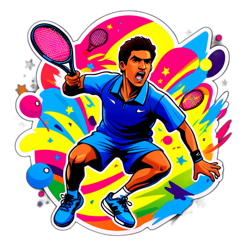 Actiongeladenes Porträt von Carlos Alcaraz auf dem Tennisplatz