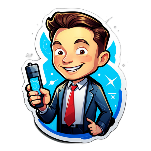 Un autocollant de personnage cartoon avec des gadgets futuristes