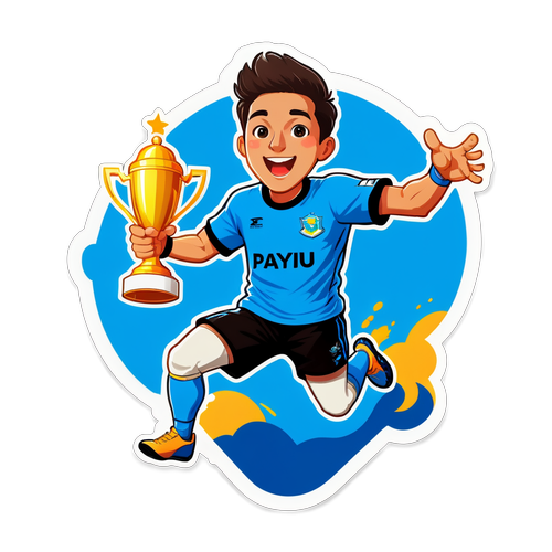 Adesivo de Torcedor do Paysandu Celebrando com Troféu