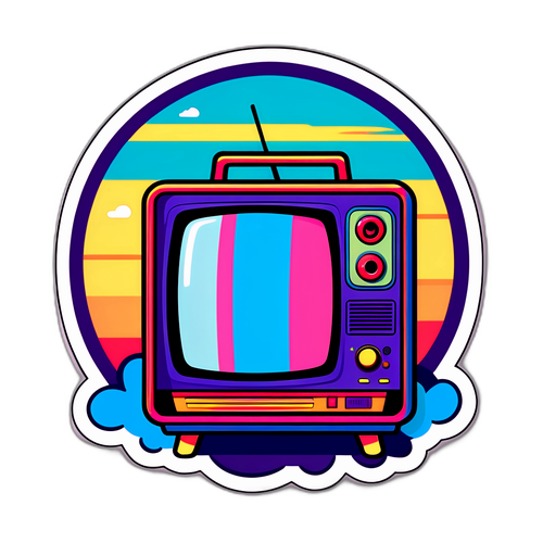 レトロなテレビのステッカー