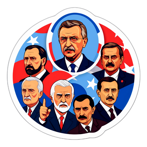 Stickers przedstawiające czeskich liderów w akcji