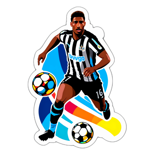 Sticker van een Newcastle speler in actie