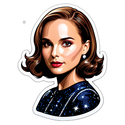 Stylischer Aufkleber von Natalie Portman in ikonischem Filmoutfit