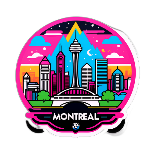 Sticker colorat cu peisajul orașului Montreal