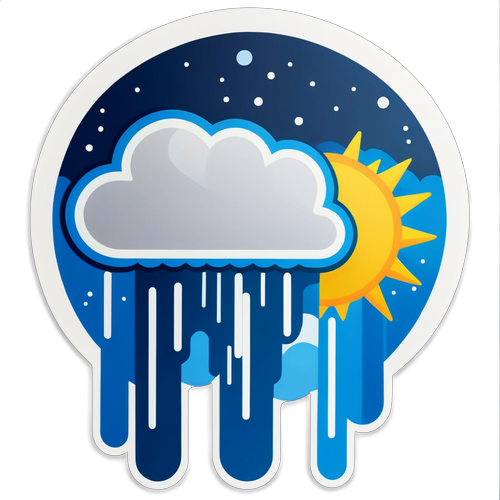 Wetterreport-Symbol: Sonne, Regen und Schnee