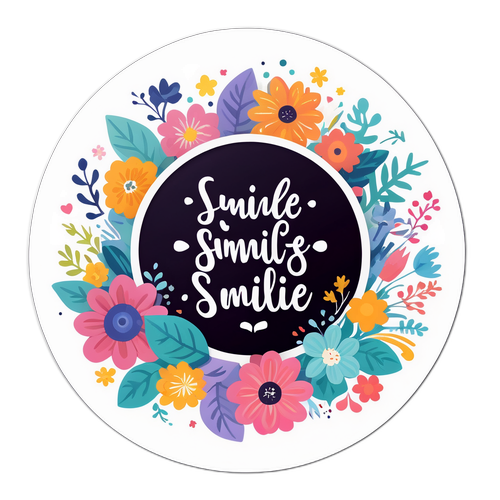 Autocolant cu citate inspiraționale încadrate în design floral