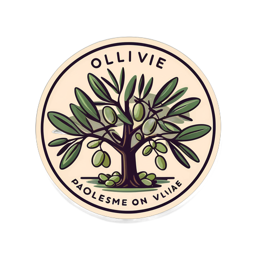 Zeytin İşleme Tarihi Temalı Minimal Tasarım Stickerı
