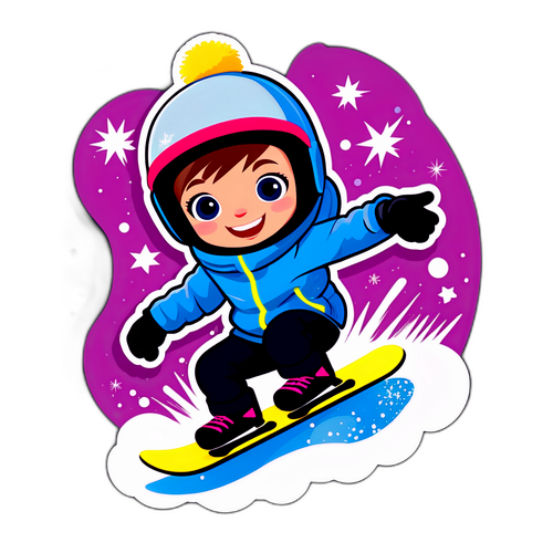 스노우보드를 즐기는 아이의 디자인