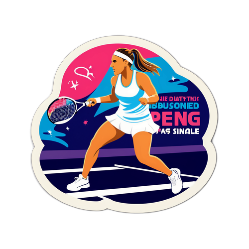 Aufkleber mit Tennisplatz und Silhouette von Sabalenka