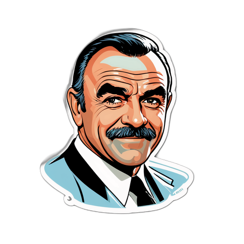 Aufkleber im klassischen Filmhelden-Stil mit Sean Connery